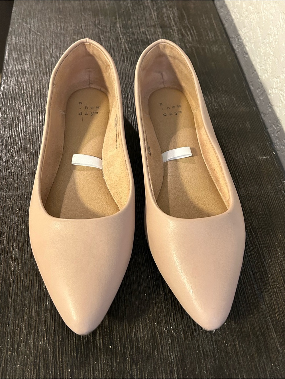 A New Day Women’s Blush Nude Pointed-Toe Ballet Flats Slip-On Shoes Size 8.5